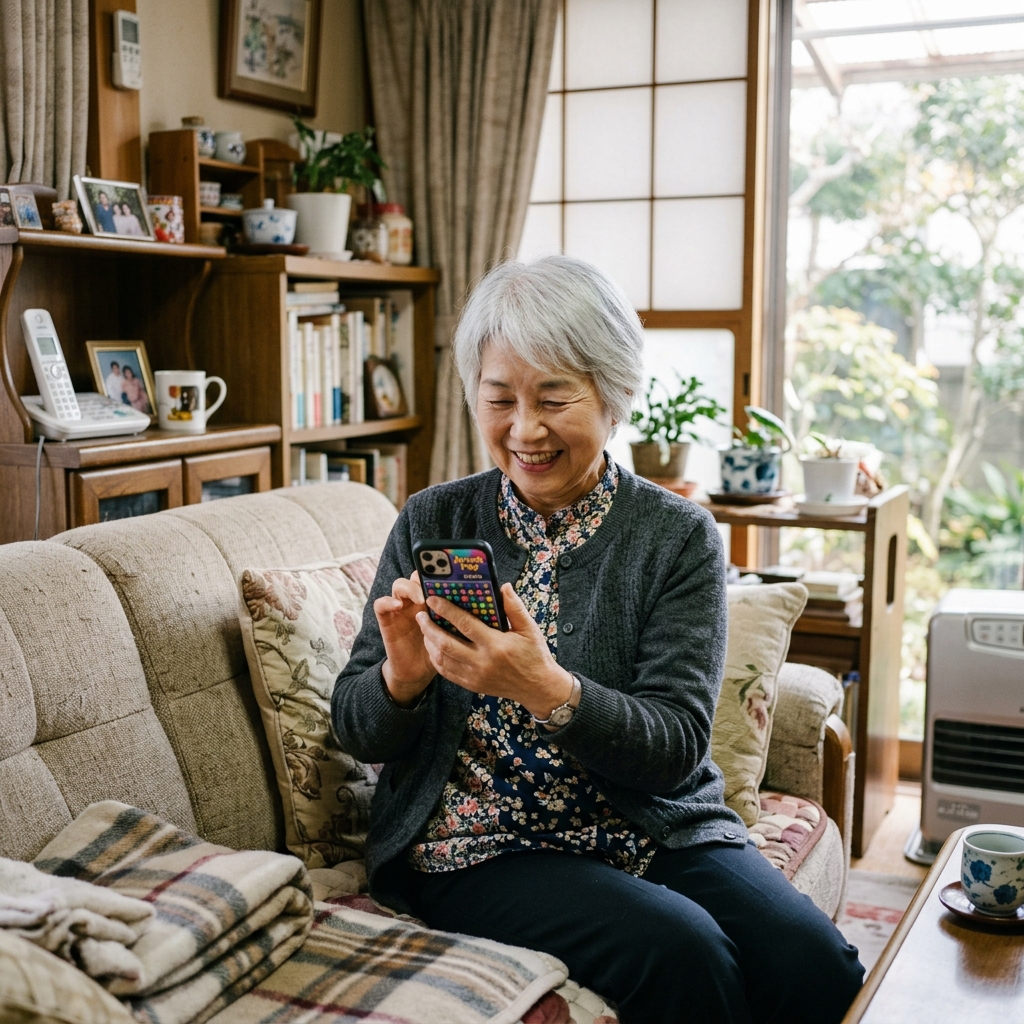 ゲームを楽しむシニア女性