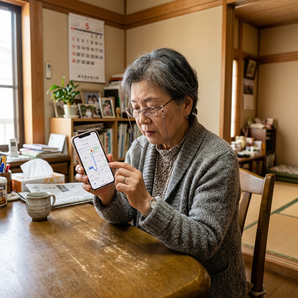 地図を見るシニア女性