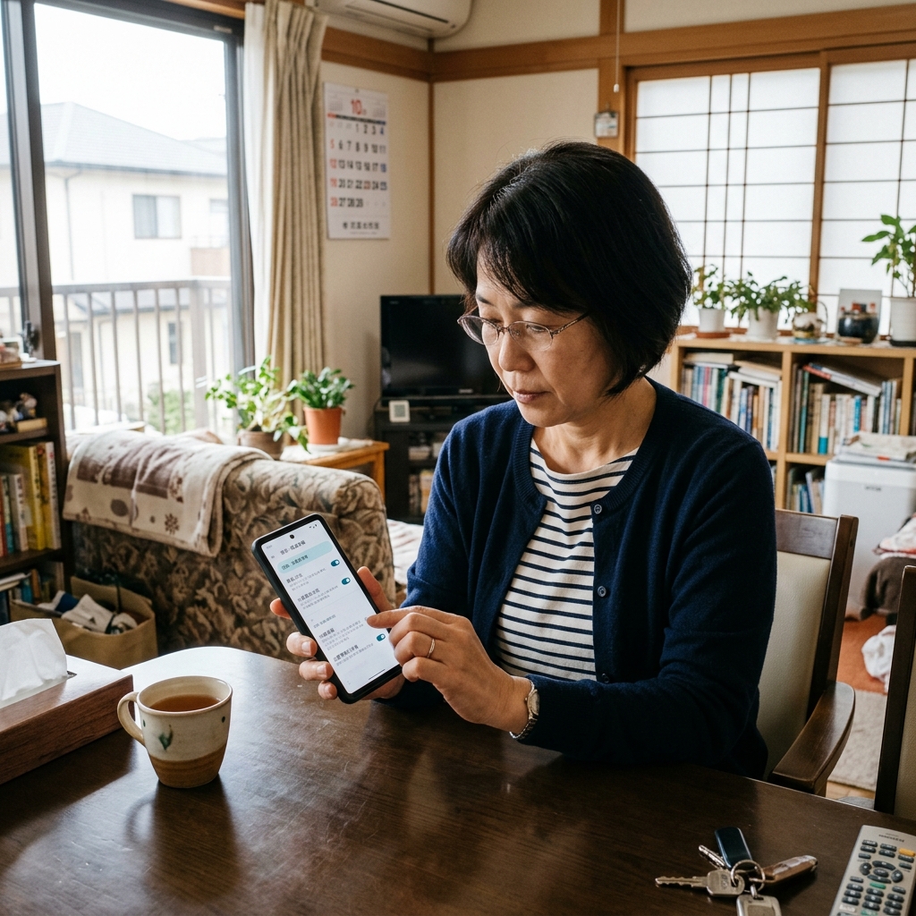 スマホを確認する女性