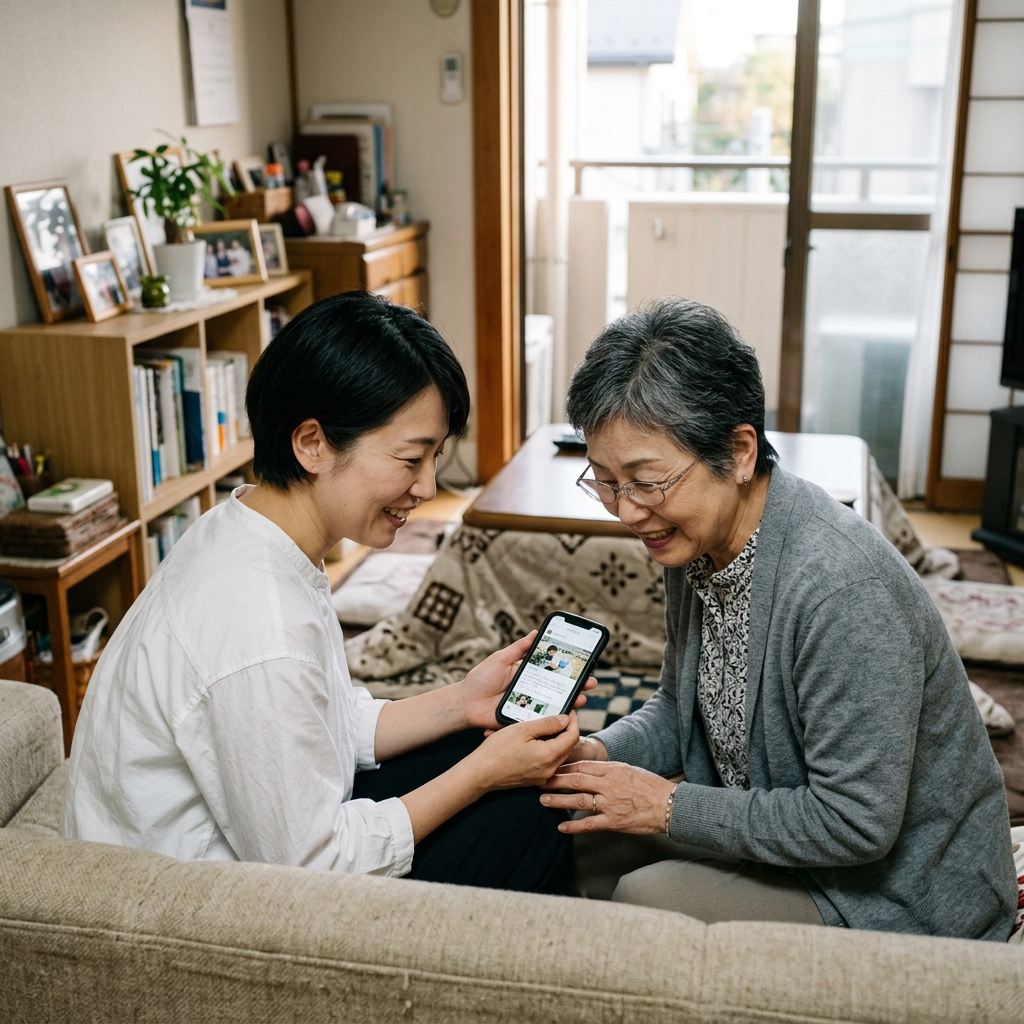 スマホを教える様子