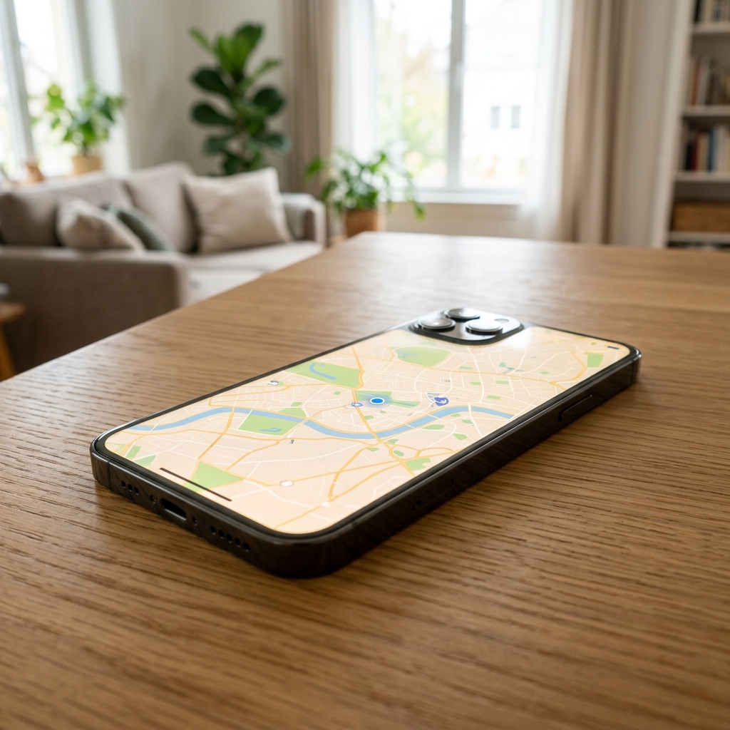 スマホの画面で地図アプリを開いている様子