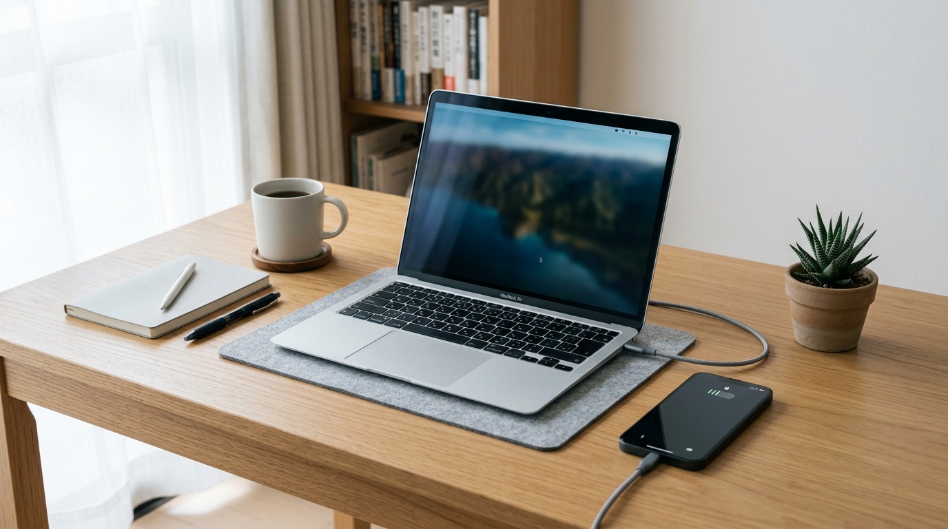 クリーンなデスクとスマホ・PC