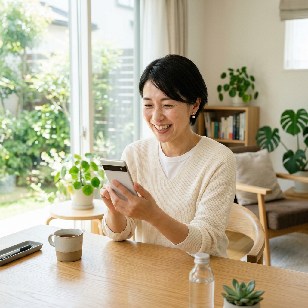 謎解きが成功して笑顔の女性