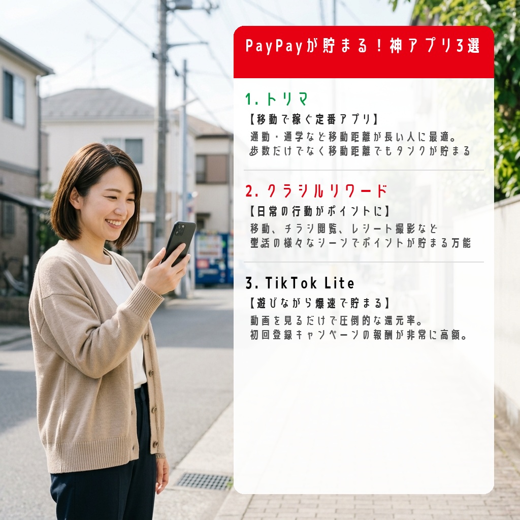 PayPayが貯まるアプリ3選 比較インフォグラフィック