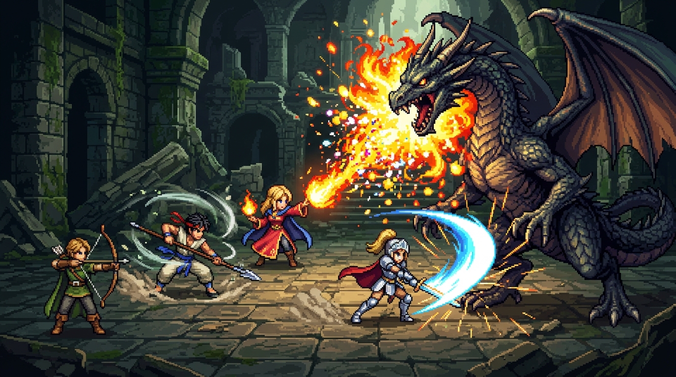 ロマサガの遺伝子を継承した白熱のドット絵バトル