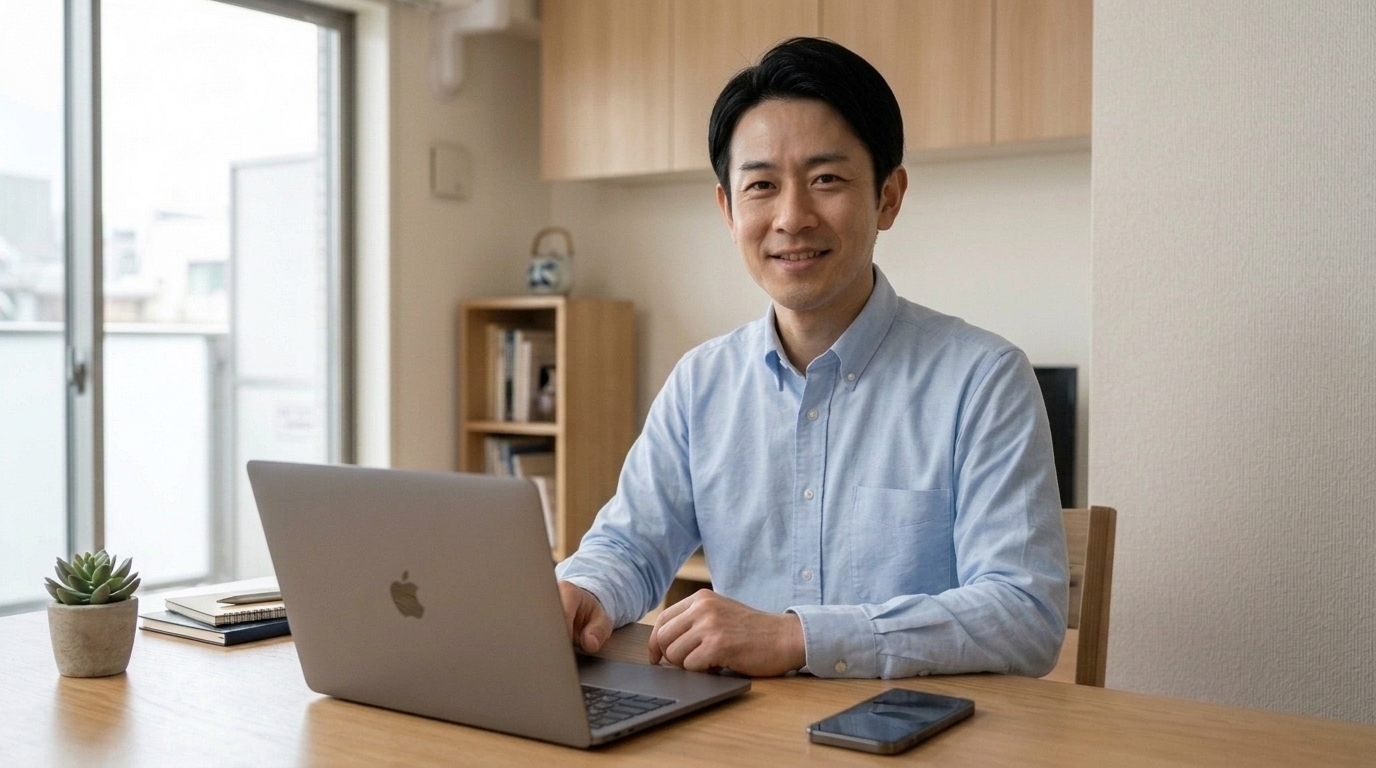 仕事と個人の連絡を切り分け安心して作業する様子